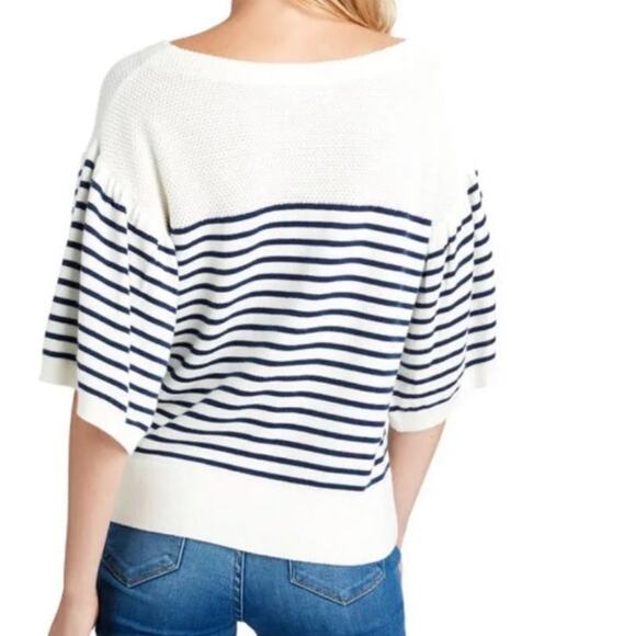 Vineyard Vines Striped Breton Bell Sleeve Nautical Sweater Size S Coastal Preppy - Picture 6 of 9